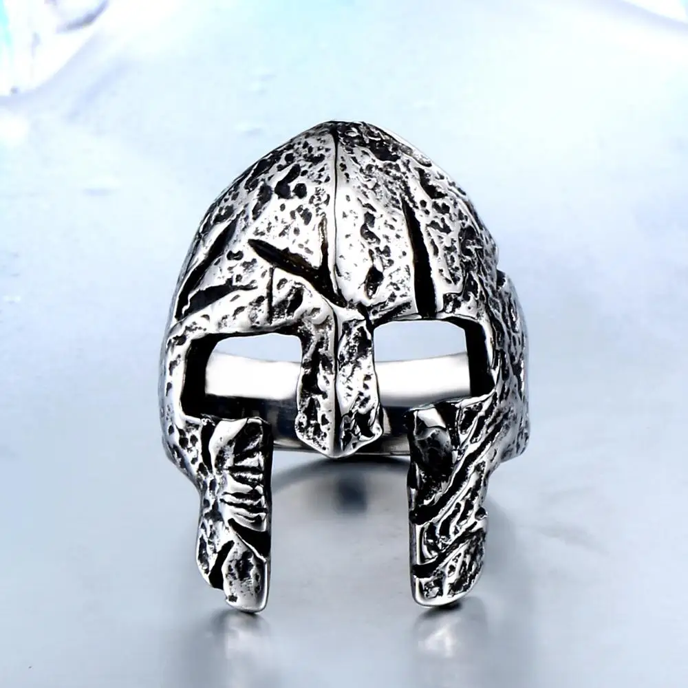 

Vintage Warrior Titanium Steel Skull Biker Gothic Punk 316L Stainless Steel Ring For Men Retro Male Design Round Bands Rings