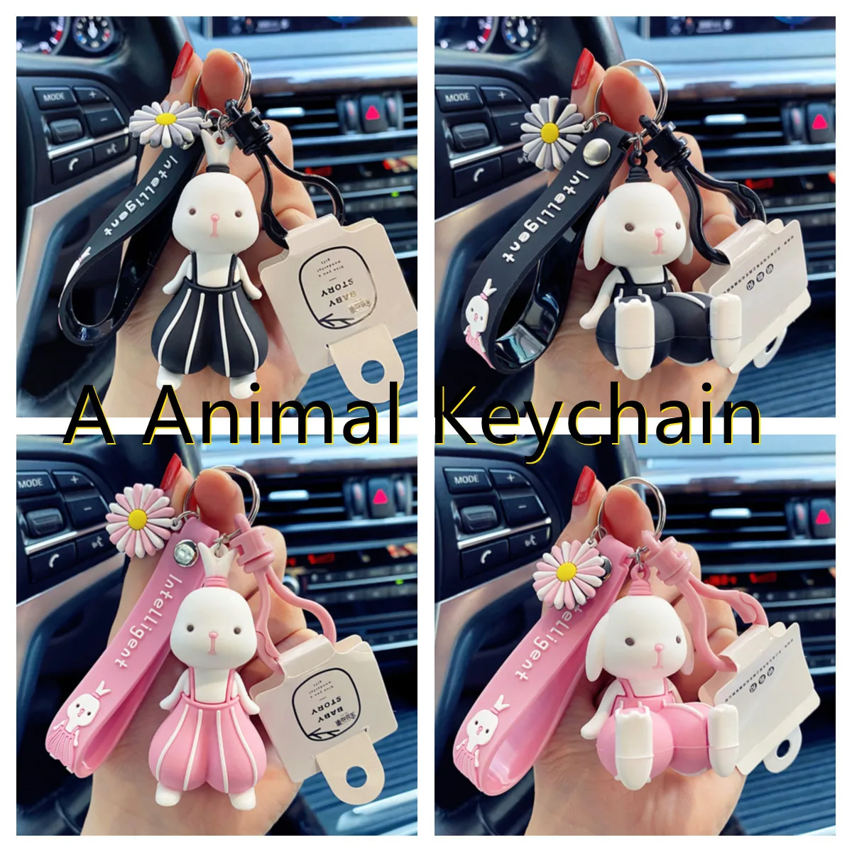 

Fashion Sandy Rabbit Keychains For Women Personality Bag Pendant Cartoon Rabbit Keychain Trinket Car Keyfob Keyring Couple Gifts