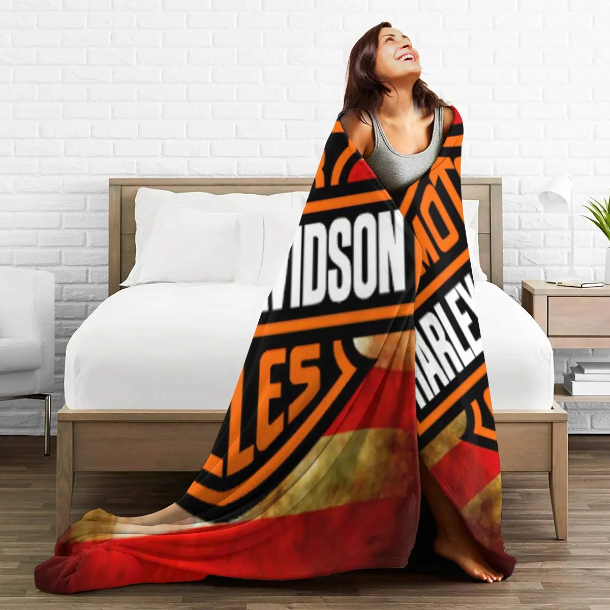 

Harley--Davidson 3DCartoon Blanket Warm Super Soft Flannel Office Nap Bedspread Sofa Bedding plaid colchas para cama 348647059