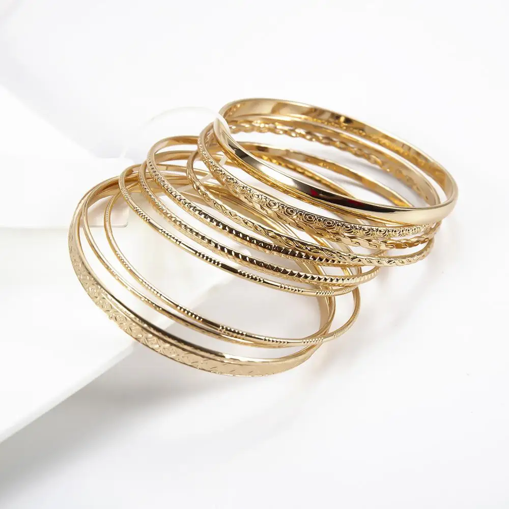 Модный браслет золотого цвета с круглым браслетом Kymyad 11 шт./компл.|bangles fashion|bracelets &