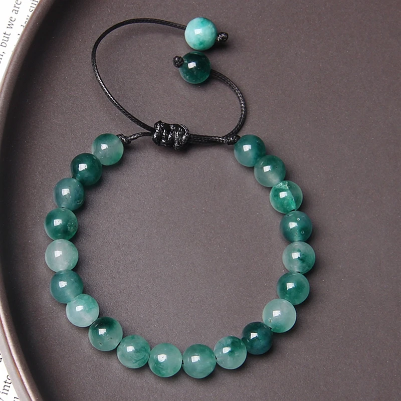 Плетеный браслет из натурального камня зеленые яды африканская бирюза бусины