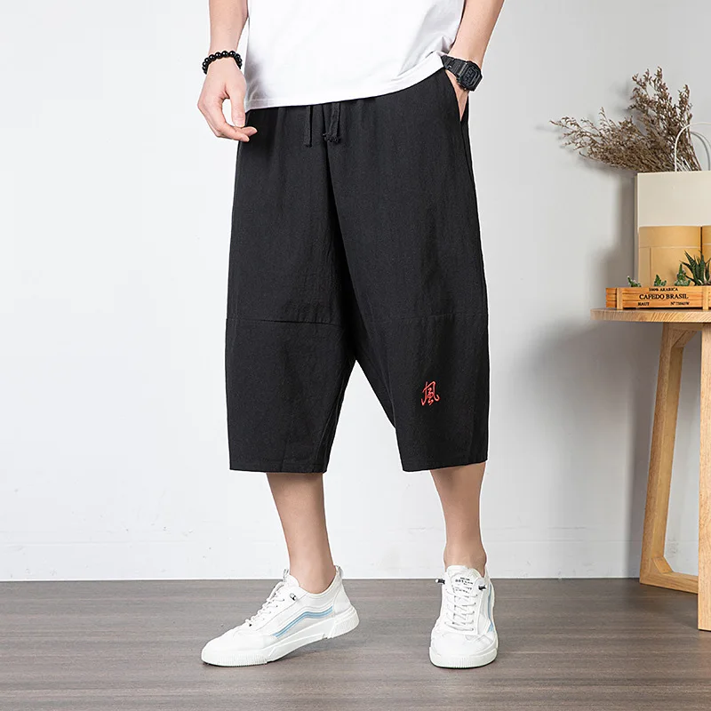 Брюки домашние мужские из хлопка и льна большие размеры 8XL | Мужская одежда