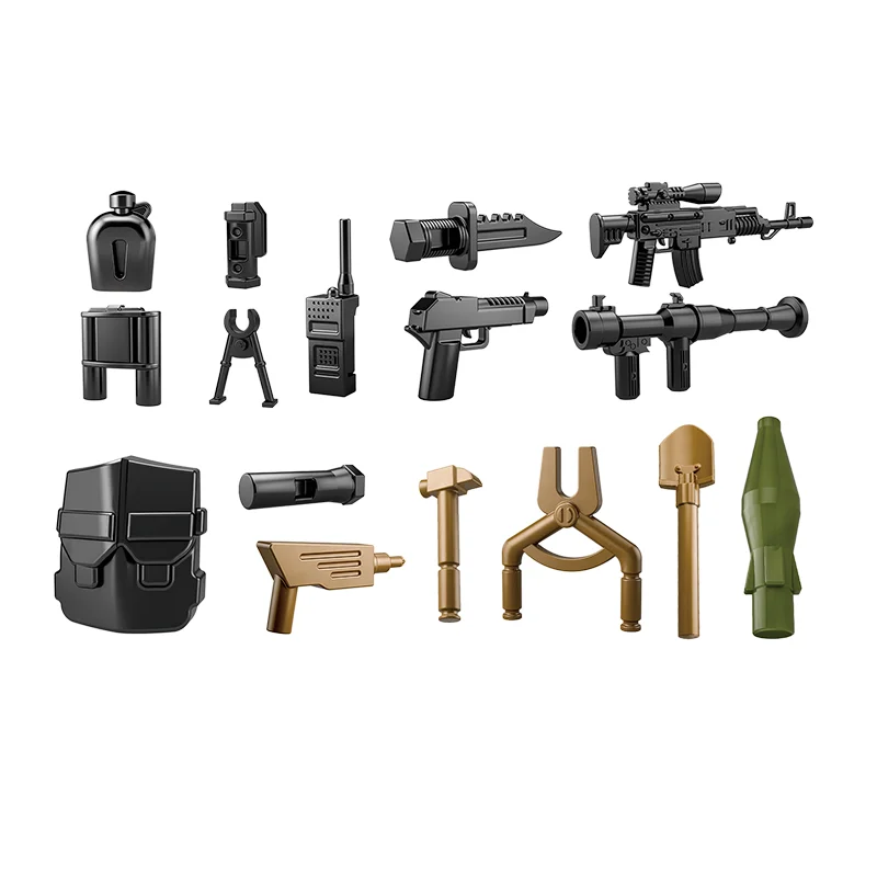 

Military Series World War II Heavy Tactical Truck Soldier Desert Car SWAT Weapon Accessories Building Blocks Brick Toy Gift