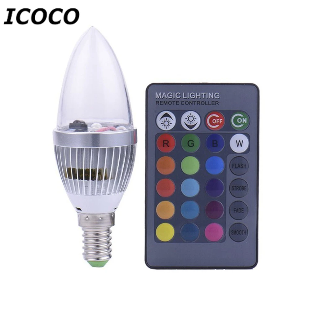 ICOCO 3W электронный RGB светодиодный светильник-свеча с пультом дистанционного управления, светильник, цветная лампа-свеча для рождественской вечеринки, свадебного декора