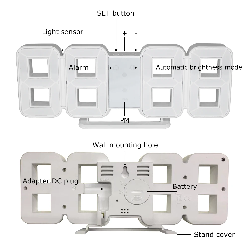 3D светодиодный настенные часы большие цифровые электронные цифры современный