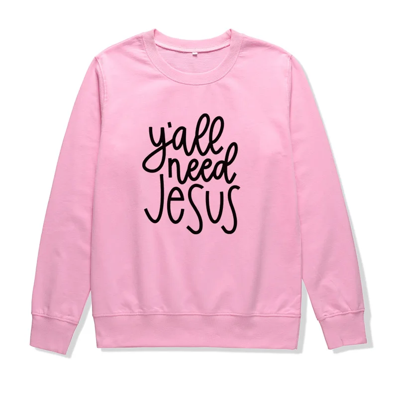 

Ladies Casual Pullover Round Neck Fashion Printed Sweatshirt About Jesus Faith Letter Applique Pattern harajuku hoodie oversized