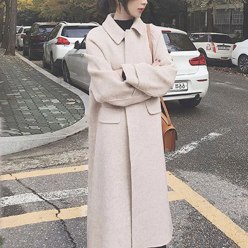 Ropa Mujer New Autumn Winter Coat Women Lady Long Sleeve Solid Color Button Warm Fashion Woolen Coats Dropship | Женская одежда