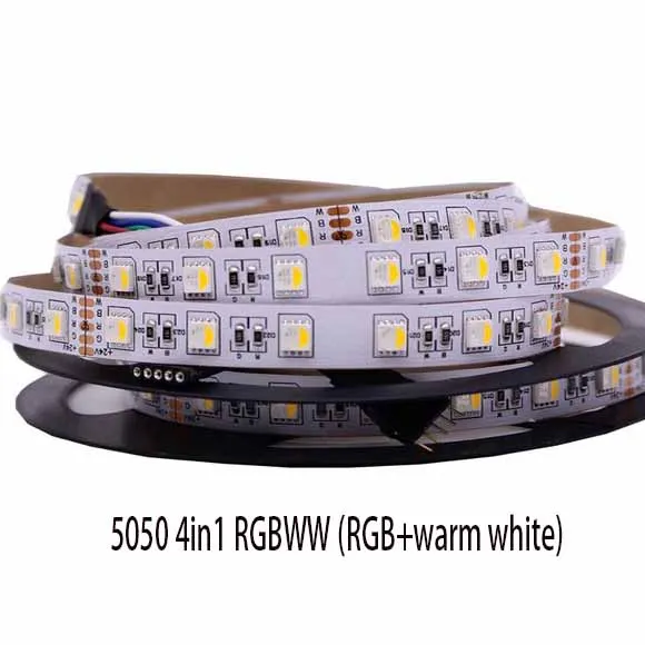RGBWW 4in1 5050 12 В/24 В 4 в 1 5 в 1 5 цветов чипы RGBCCT RGB+ WW+ CW 60 Светодиодный s/M RGBW RGBWW светодиодный свет 12 мм PCB 5 м/лот - Испускаемый цвет: RGBWW 4in1