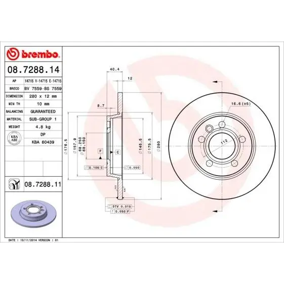 Диск тормозной VW TRANSPORTER IV 90-03 задний D=280мм. BREMBO 08 | Автомобили и мотоциклы