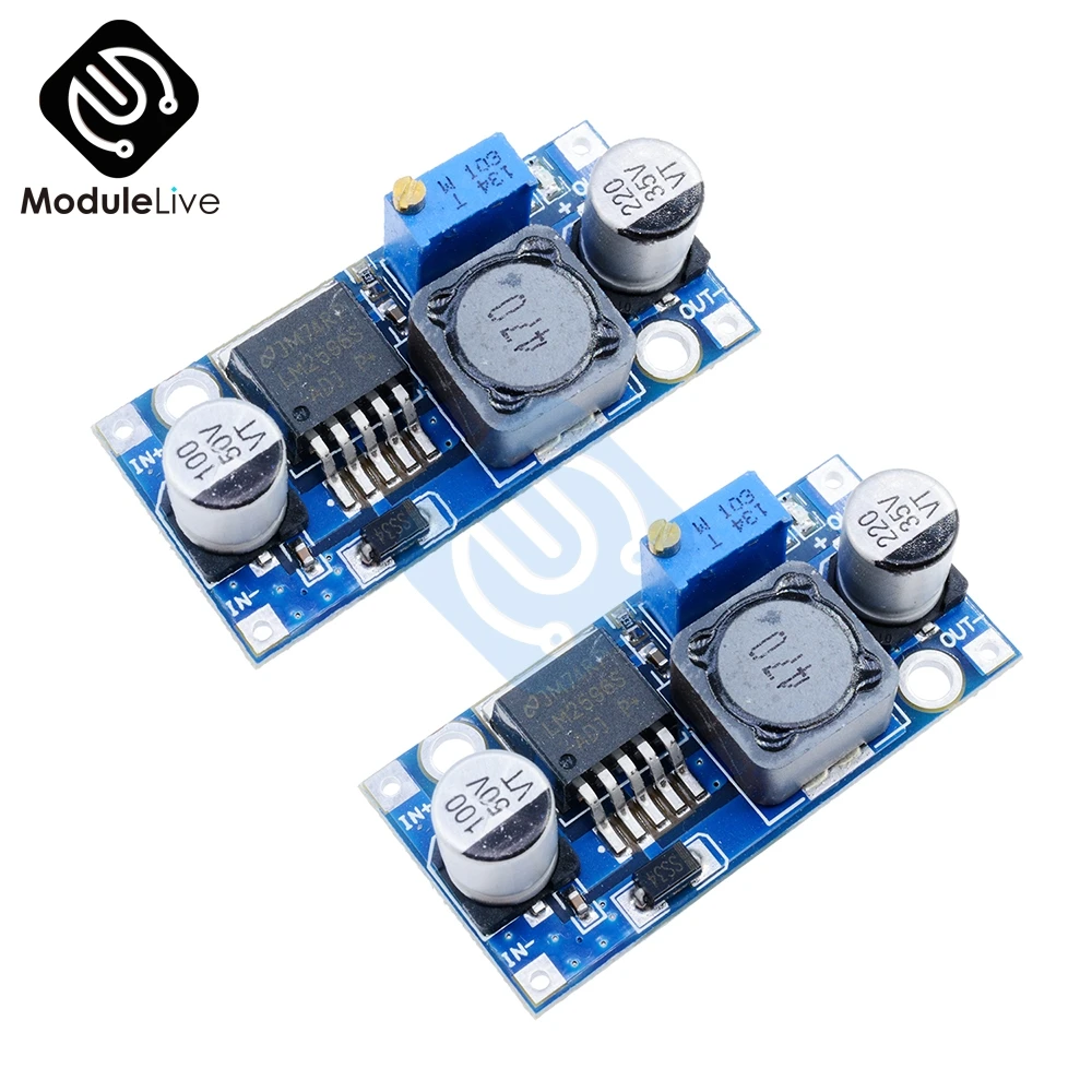 2 шт. модуль понижения мощности с регулируемой регулировкой синий LM2596 понижающий