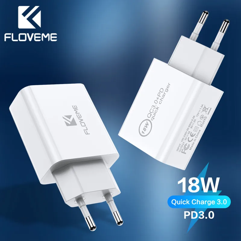 Сетевое зарядное устройство FLOVEME USB Type A/Type C 18 Вт|Зарядные устройства для