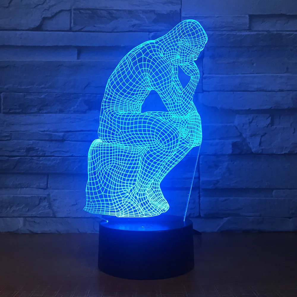Thinker 3D 7 цветов лампа визуальные Светодиодные ночные светильники для детей