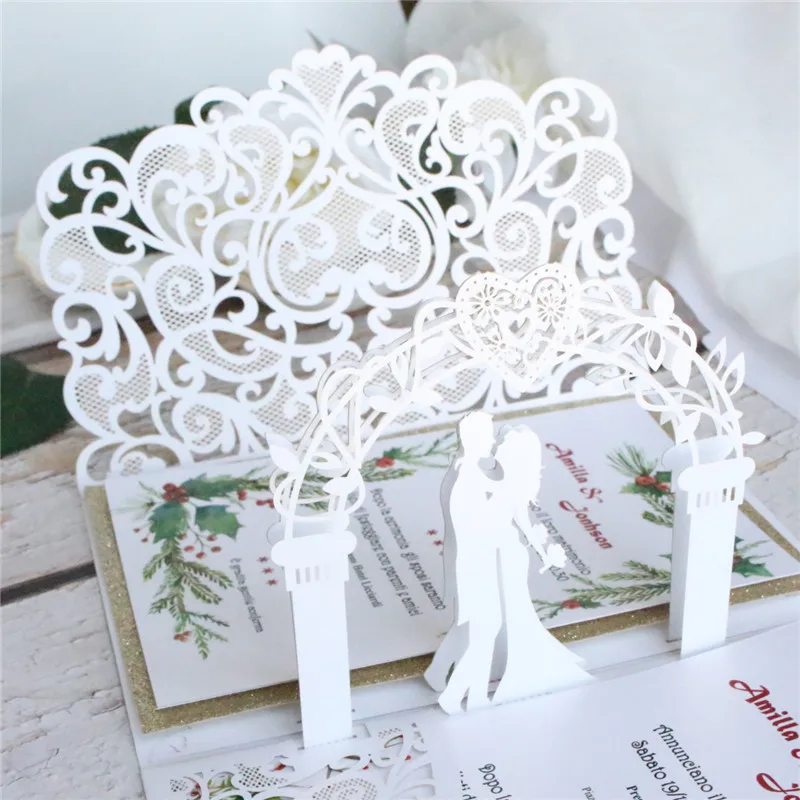 Свадебные приглашения на свадьбу лазер вырезанный держатель для