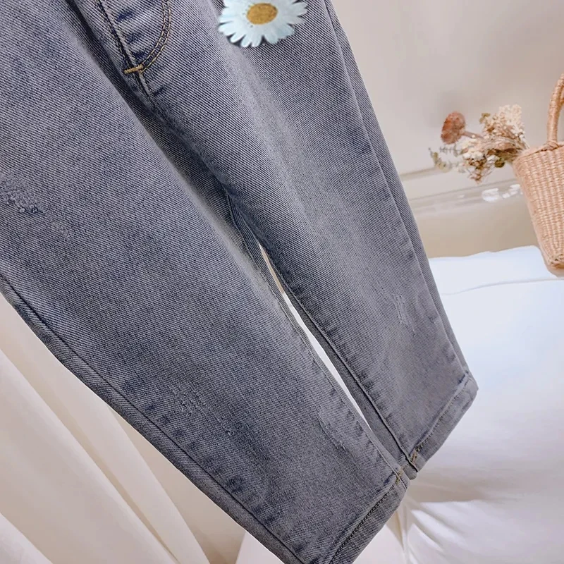 

Kids Girls Spring and Autumn Jeans Trousers Baby Jeans Thin Feet Pants Children's Pants 8M-5T