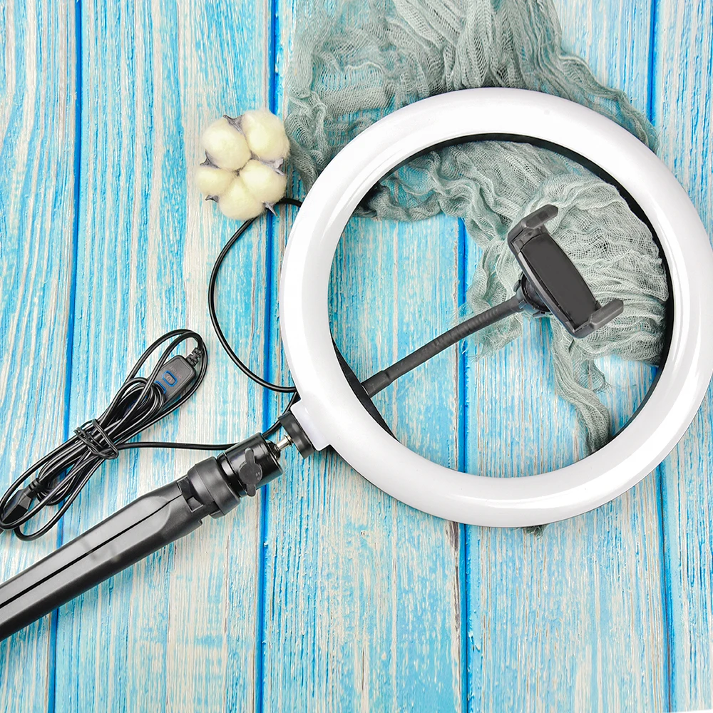 Кольцевой светильник для селфи 10 дюймов со штативом держатель сотового телефона