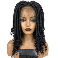 goddess faux locs crochet lace front curly ends synthetic braided women hair wig