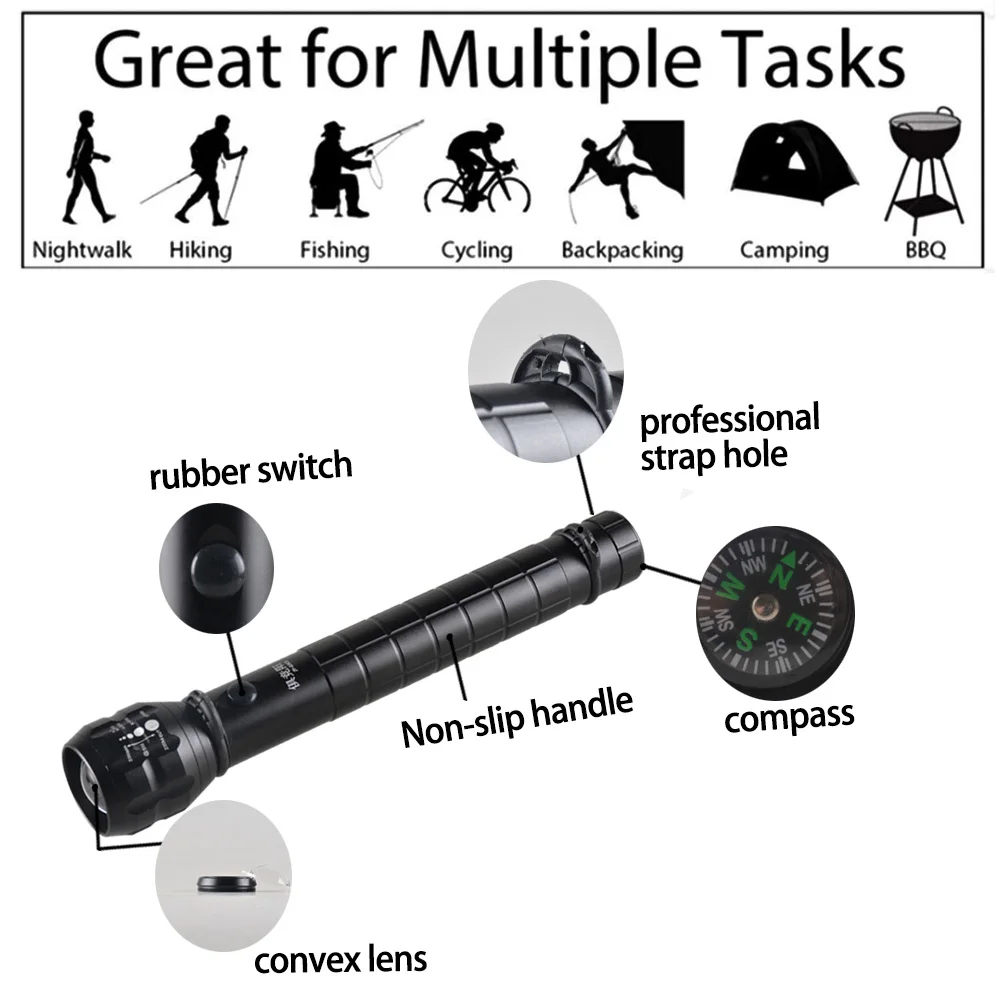 Фонарик из алюминиевого сплава для самообороны полицефонарь фонарик с плечевым