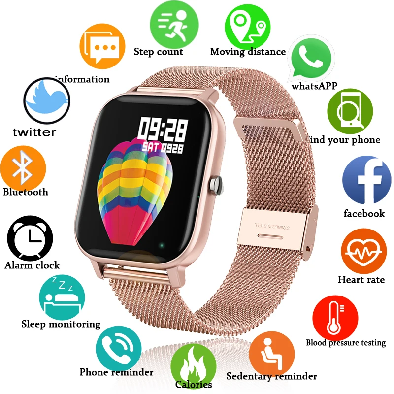 LIGE со стальным ремешком для женщин фитнес Smart Watch монитор сердечного ритма трекер