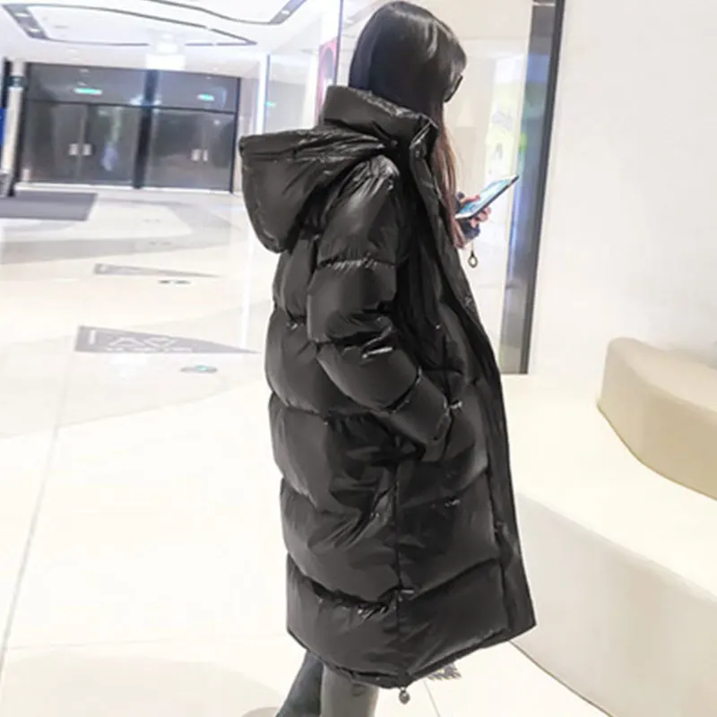 Black-no fur Зимняя пуховая куртка женская верхняя одежда длинное с капюшоном плотное яркое большое пальто с меховым воротником на белом утином пуху женские куртки 788 - Цвет: Black-no fur