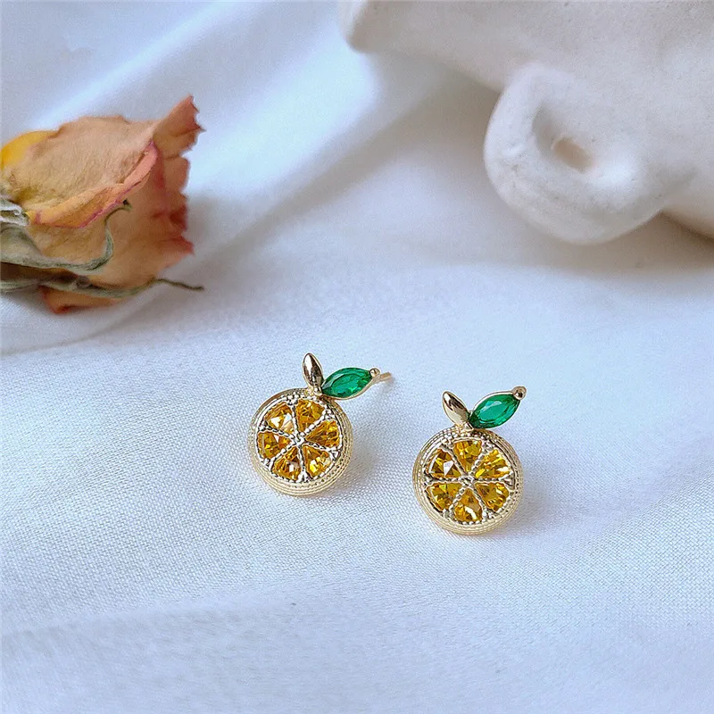 OBEAR 14K покрыто настоящим золотом в Корейском стиле креативный вишня оранжевый