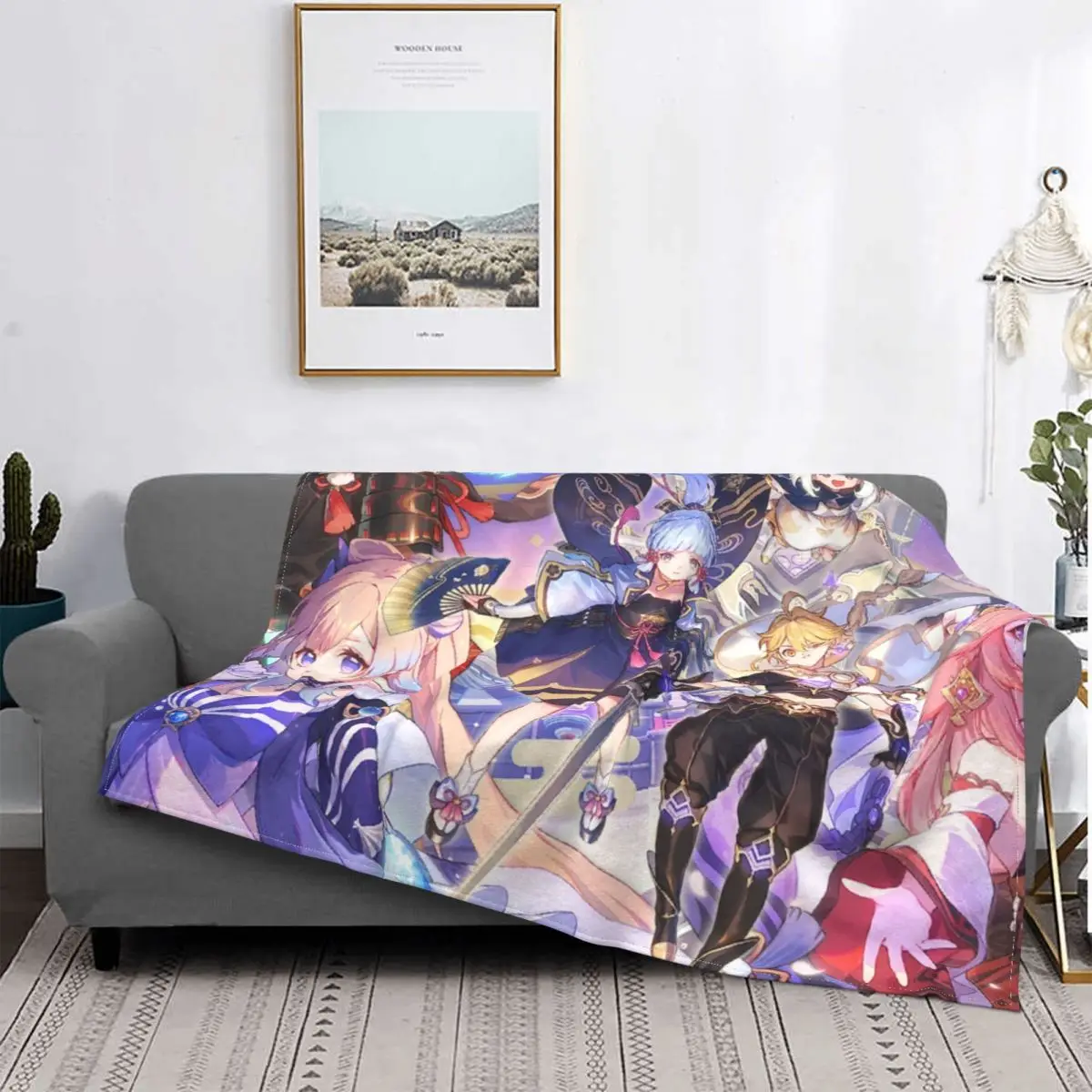 

Genshin Impact Lumine Adventure Game Blanket Flannel Fantasy World Cozy Soft FLeece Bedspread