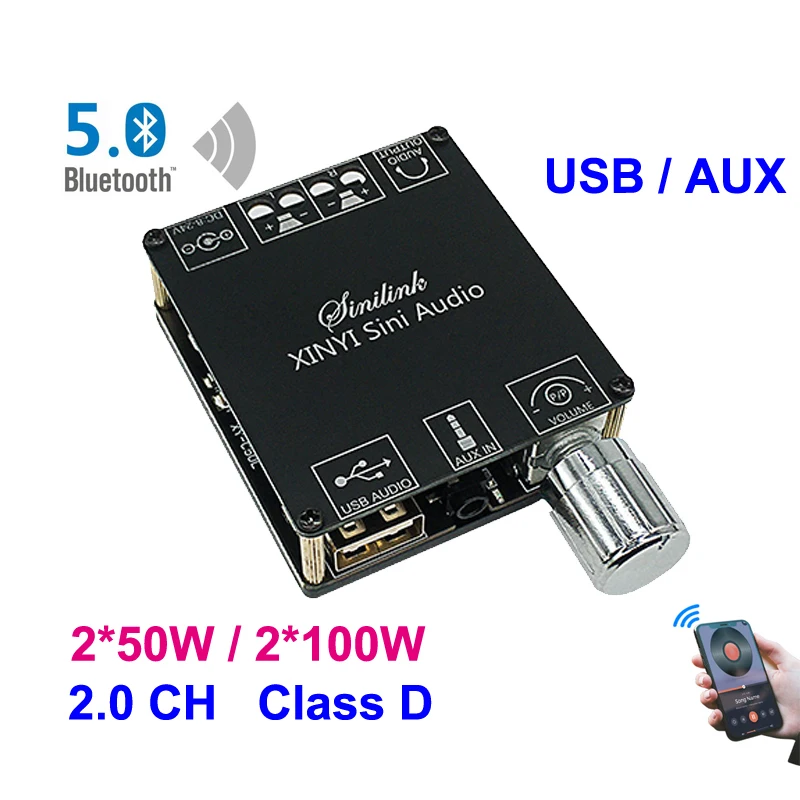 Bluetooth 5 0 2*50 Вт 2*100 AUX TPA3116 плата цифрового усилителя мощности динамик 2 каналов