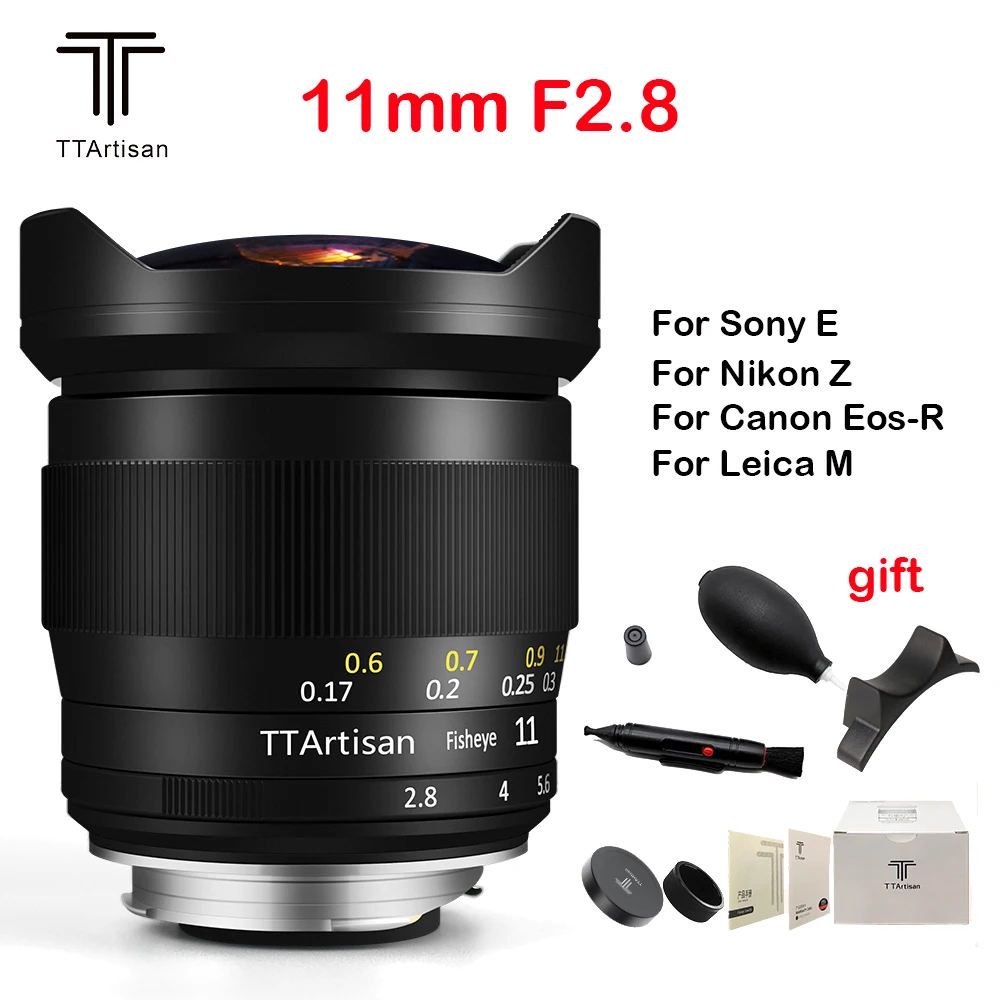 

TTArtisan 11mm F2.8 Camera Lens Full Fame Fisheye Manual Lens for Leica M L Mount/Canon RF/NIKON Z Cameras Like M-M M9 M10 Sony