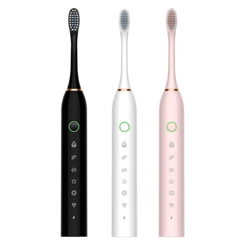

Electric Sonic Toothbrush Button USB Charging Toothbrushes Adult Child Waterproof Electronic Tooth Brushes Replacement Heads