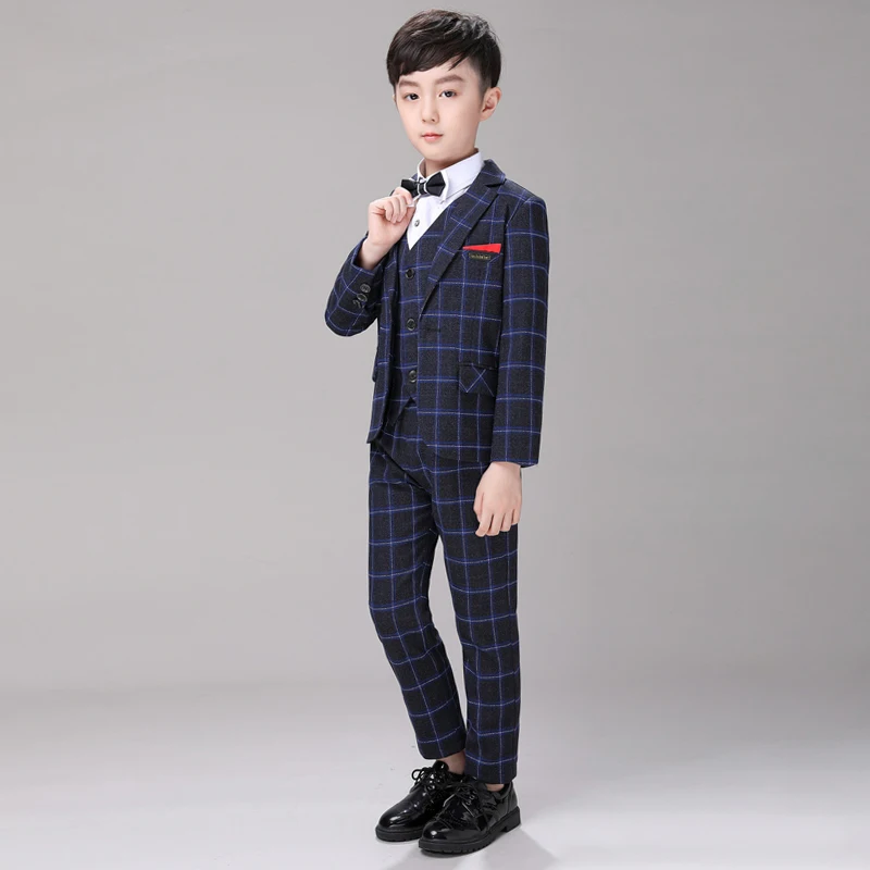 Новинка Детский костюм в клетку для школы стиле английских мальчиков деловой с