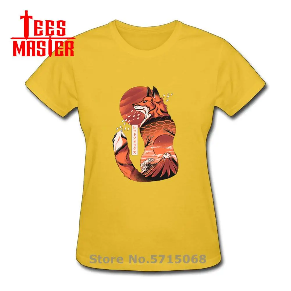 Футболка женская с изображением японской лисы приталенная хлопковая рубашка