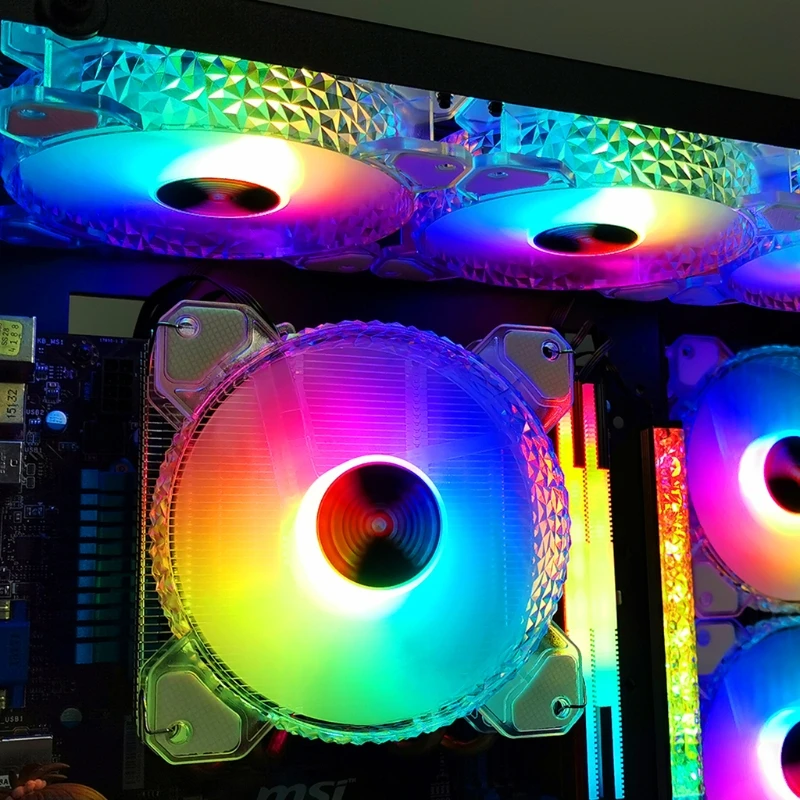 

Coolmoon Crystal Diamond RGB Fan 12cm Mute Diamond Aperture Computer Symphony ARGB Motherboard Synchronous Chassis Fan