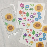 korean ins sunflower cartoon cute stickers pvc waterproof doodle mobile phone notebook stationery diy flower decorative sticker