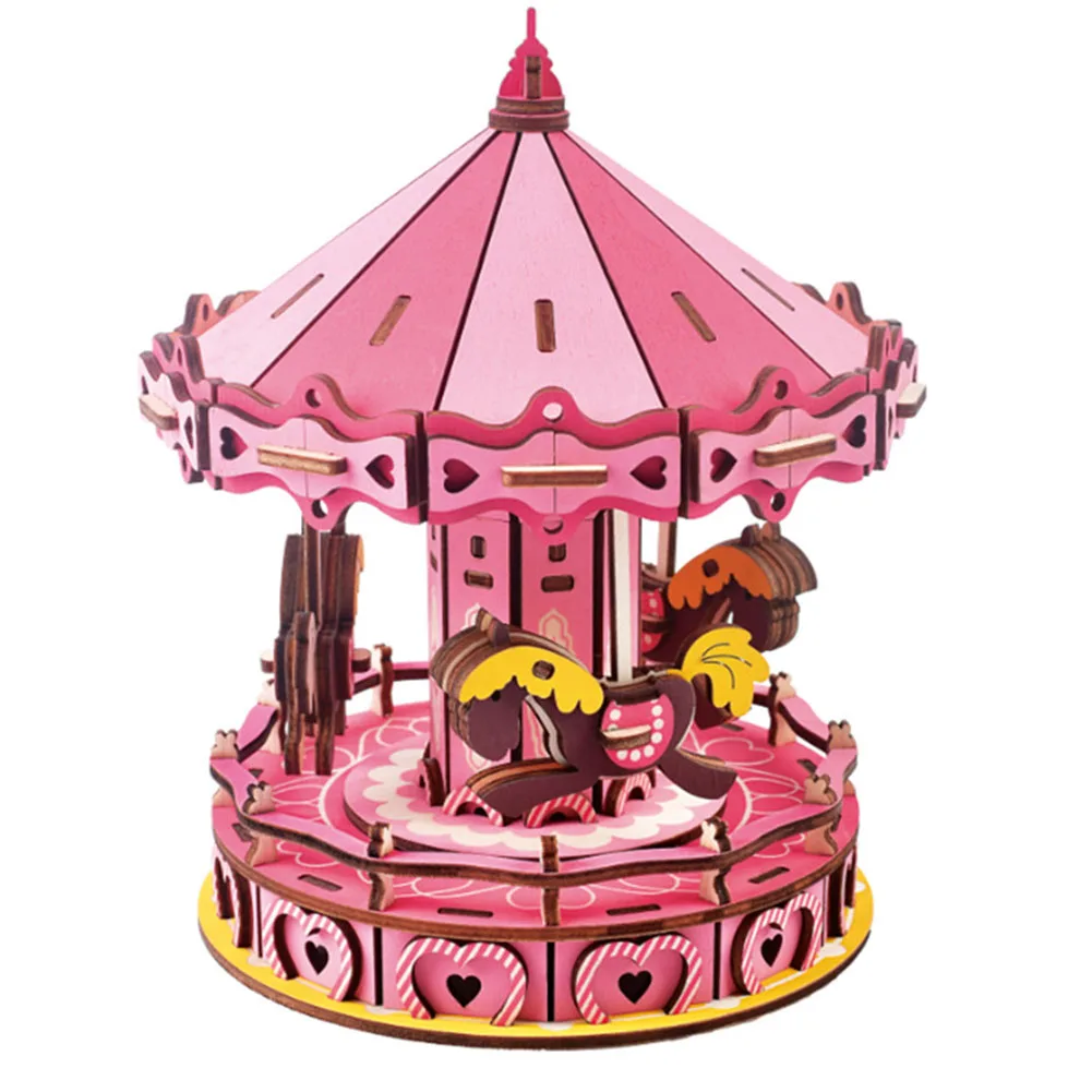 DIY Wooden 3D Carousel Puzzles Assembly Model Art Crafts Education Toy Gift Collection Toys For Children | Игрушки и хобби