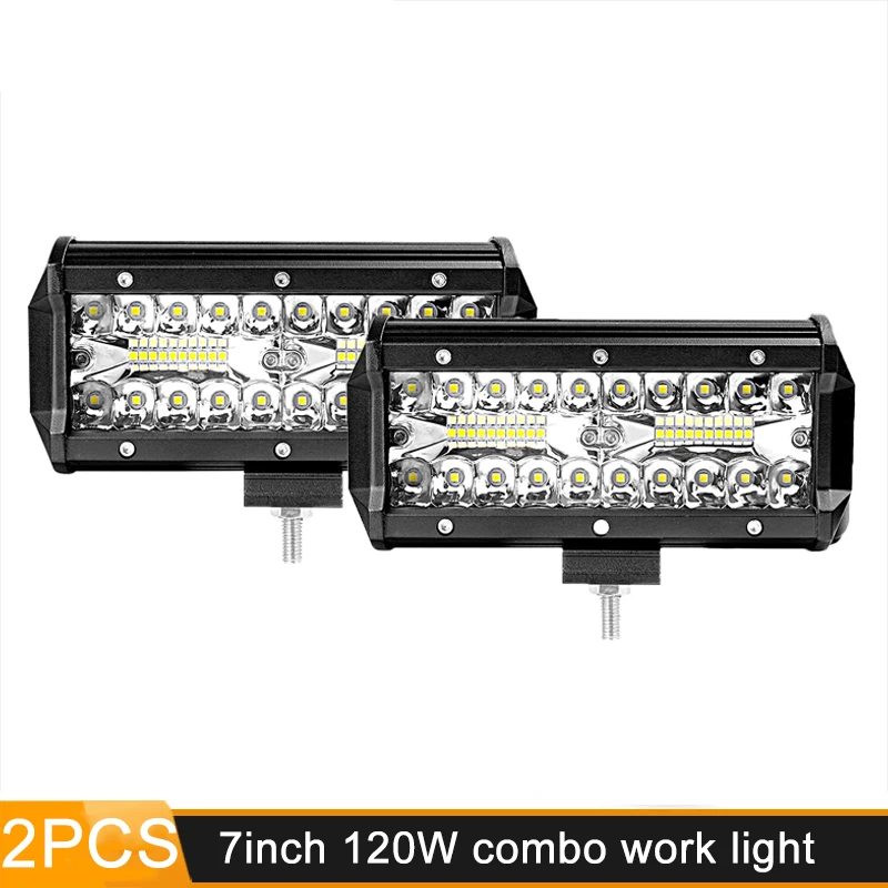 2PCS 120W combo DERI светодиодный рабочий светильник, 7 дюймов, 32 Вт, 36 Вт, 120 Вт, 150 Вт, комбинированный луч, Рабочая лампа, светодиодный светильник для внедорожника, 4x4, 4WD, трактор, противотуманная фара - Цвет: 2PCS 120W combo