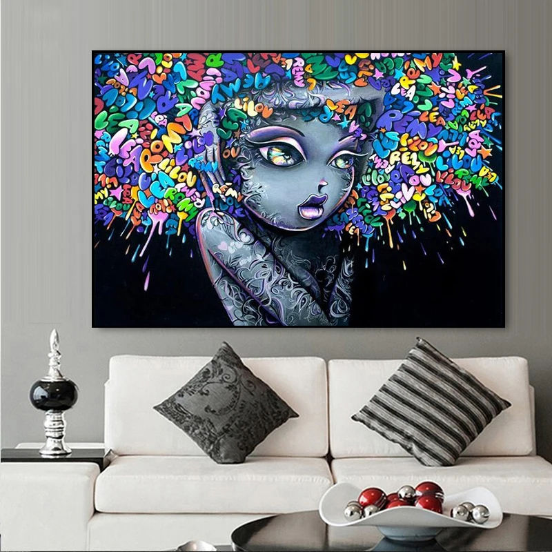 

Graffiti Art Lovely Girls Canvas Paintings on The Pop Art Street Art Canvas Prints Wall Pictures for Living Room Decoration