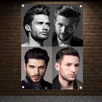 boys hair beard designs tapestry banner flag wall art barber shop decor wall sticker background hanging cloth canvas painting c3