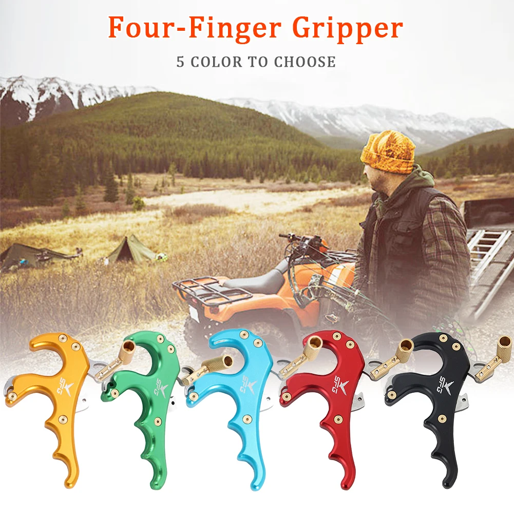 

Automatic Accessories Outdoor Recurve Bow Release Caliper Aluminum Alloy Gripper Compound Archery Aid 4 Finger Thumb Trigger