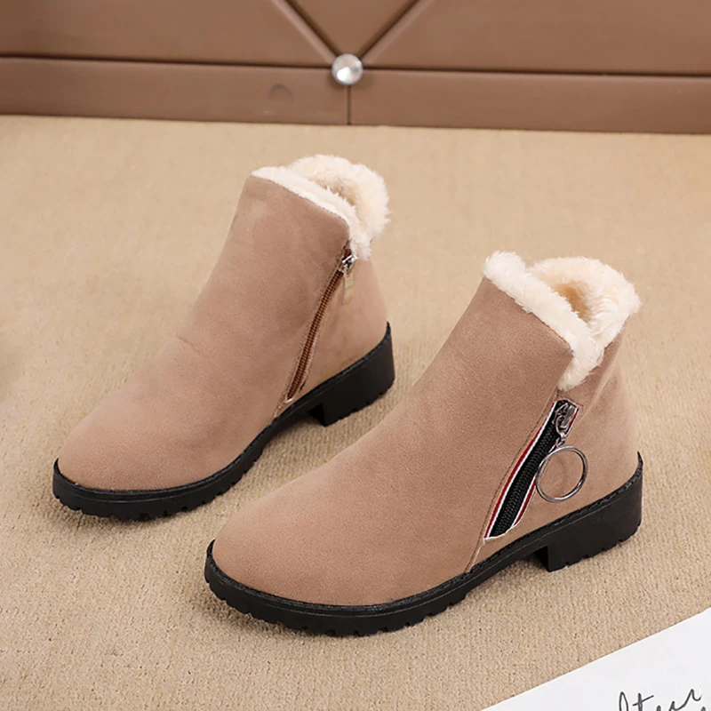 

Women's Winter Shoes Snow Booties Woman 2021 Plus Velvet Thick Warm Female Fashion Casual Wedge Short Ankle Boots Botas De Mujer