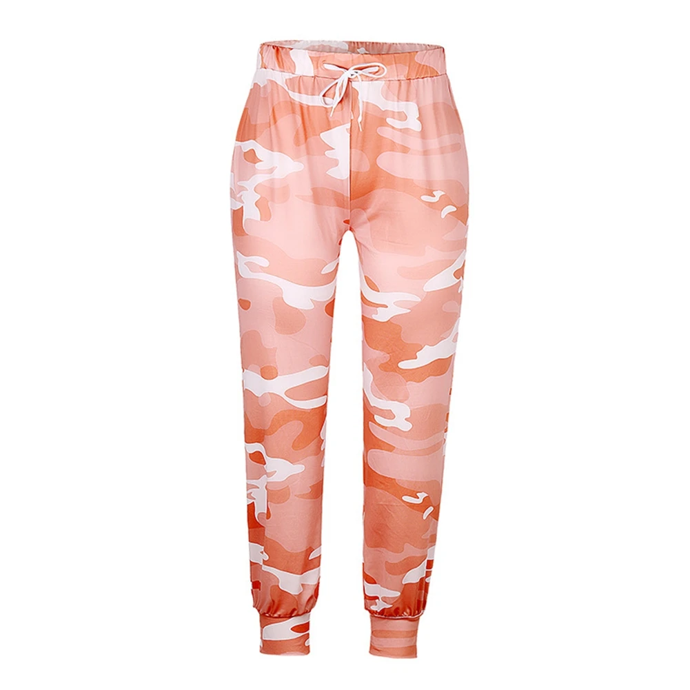 

Female Camouflage Pants Women Pleated Long Pants Drawstring High Waist Calf-Length Trousers Printed Casual Autumn Loose Capris
