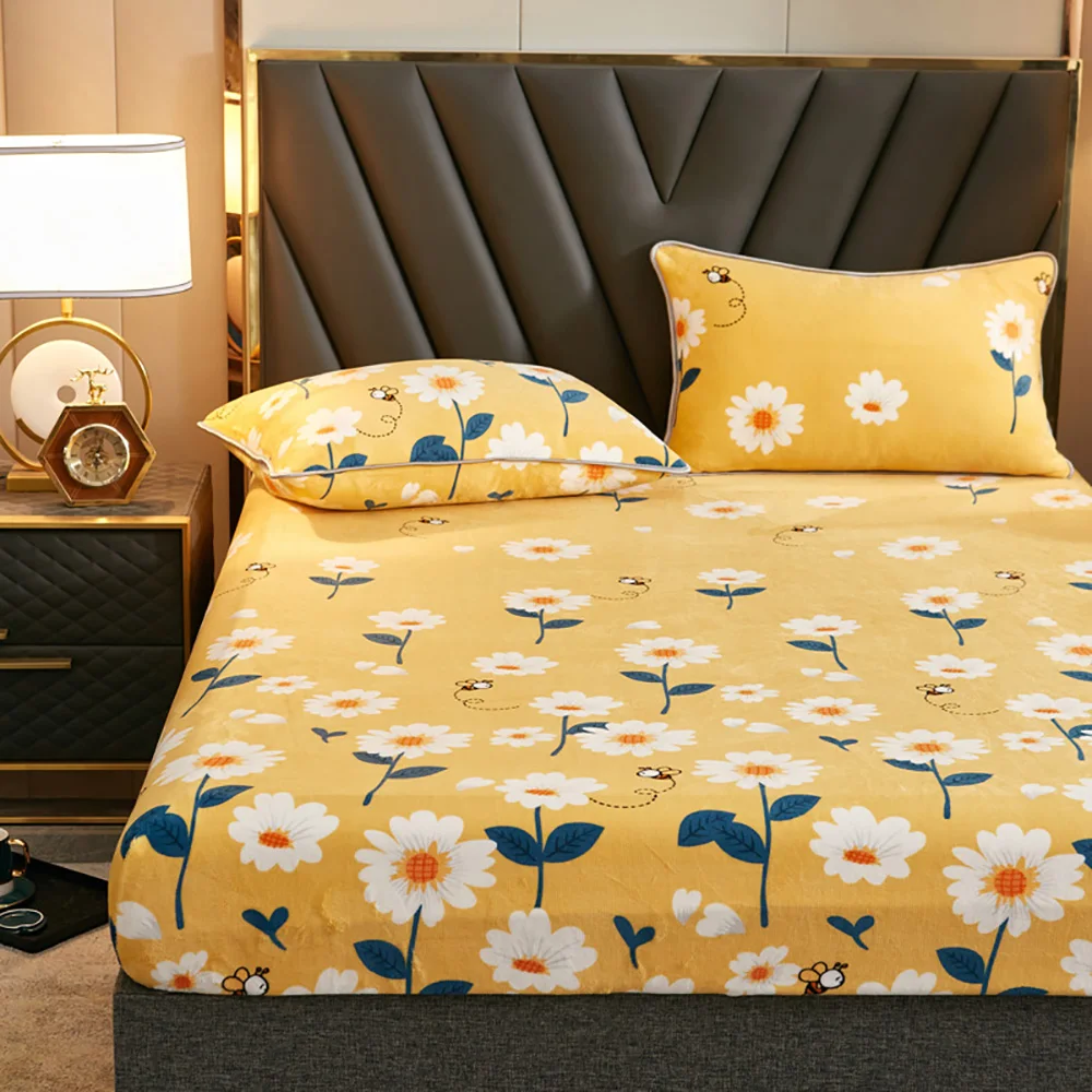 

Polyester Fibre Fixed Bedspread Mattress Cover Dustproof Protect Solid And Durable Fitted Bedding Sheet Singleton Antislip