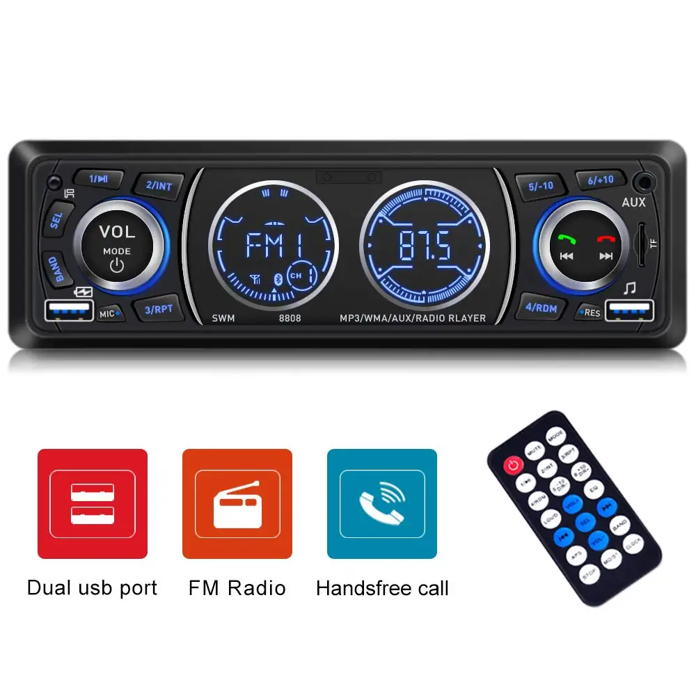 1 Din Bluetooth автомобильное радио авто MP3 стерео аудио плеер с FM радио AUX TF карта U Диск Играть микрофон дистанционное управление Авторадио