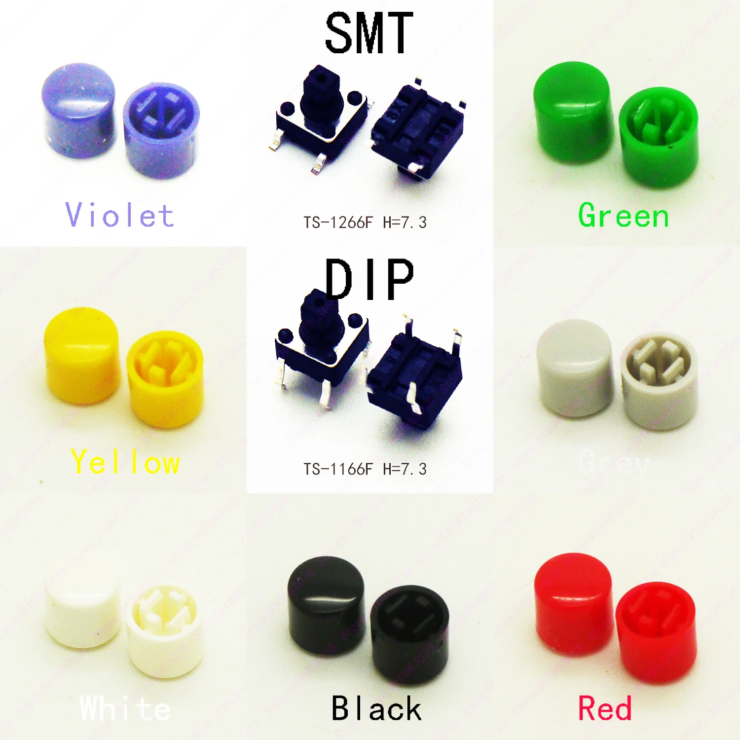 

10 комплектов 6 х6х7, 3 мм (H = 11 мм с крышкой цилиндра) 4-контактная кнопка мгновенного тактового действия DIP или SMT диаметром 6,6 мм Переключатель т...