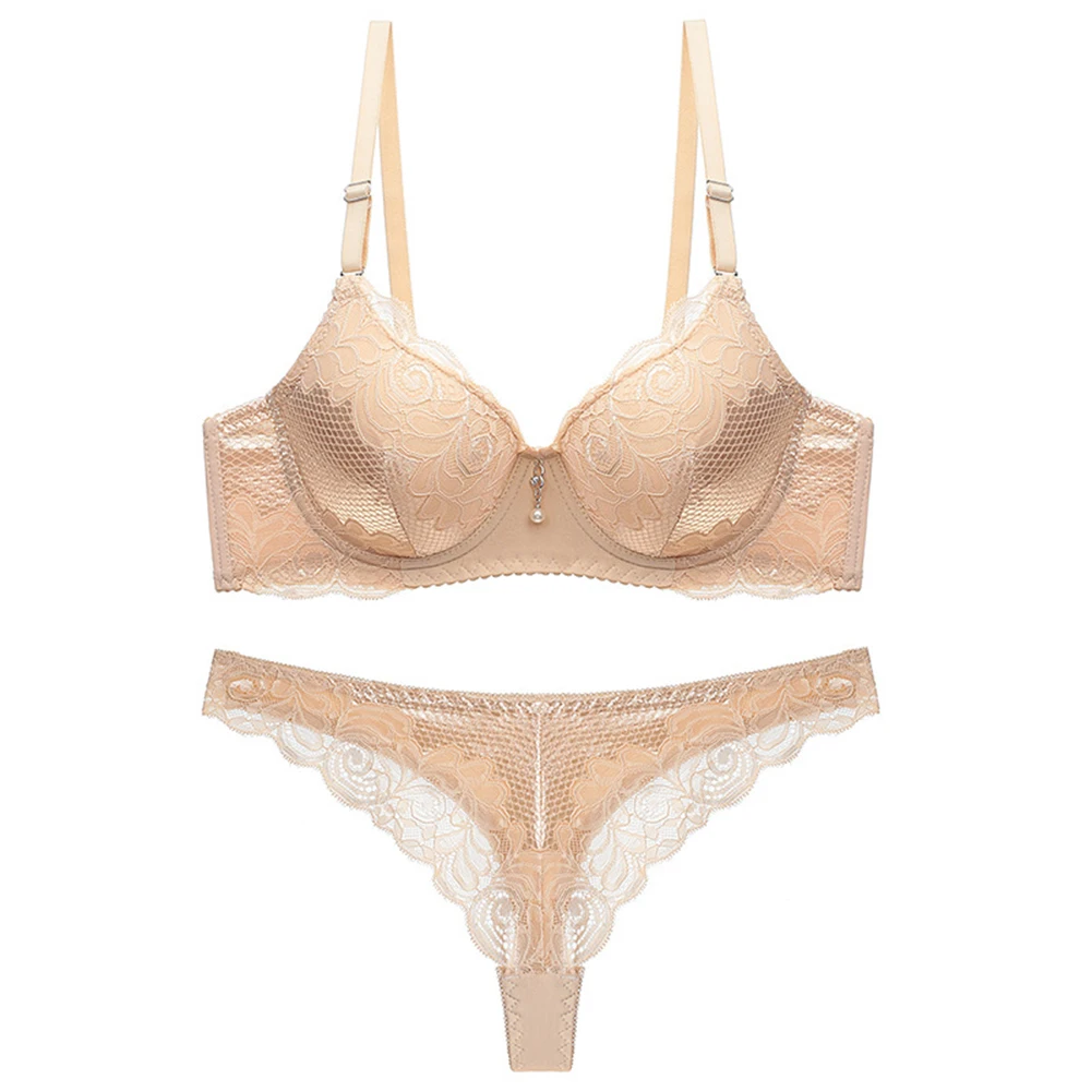 Sfit новинка 2019 сексуальный Тонг Женский комплект с бюстгальтером однотонный