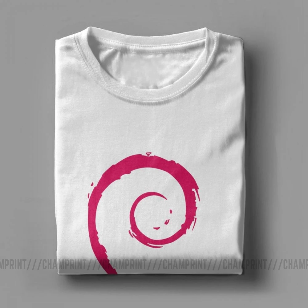 Debian футболки Linux для мужчин Винтаж 100% хлопковые с круглым вырезом коротким