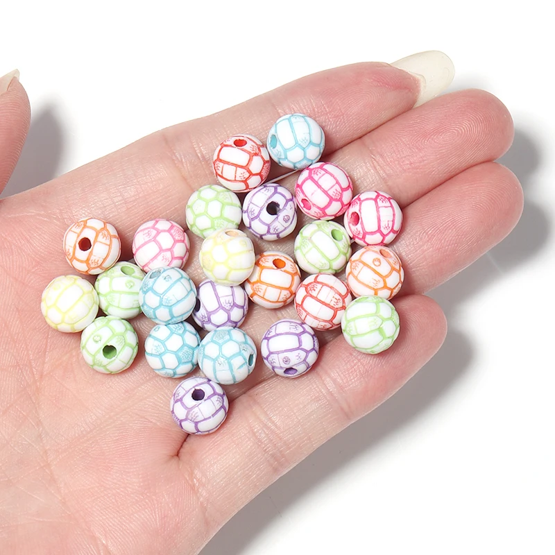 

10mm Acrylic Soccer Beads Football Round Shape Mix Color Supplies For Jewelry Needlework Craft DIY Wholesale Lots 100Pcs