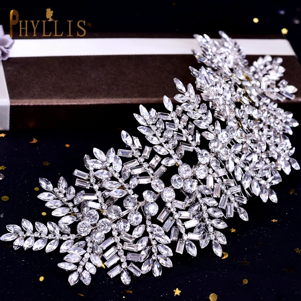 

AS393 Handmade Crystal Bridal Wedding Headband Rhinestone Hedawear Hair Vine Leaf Birthday Headband Women Princess Tiaras