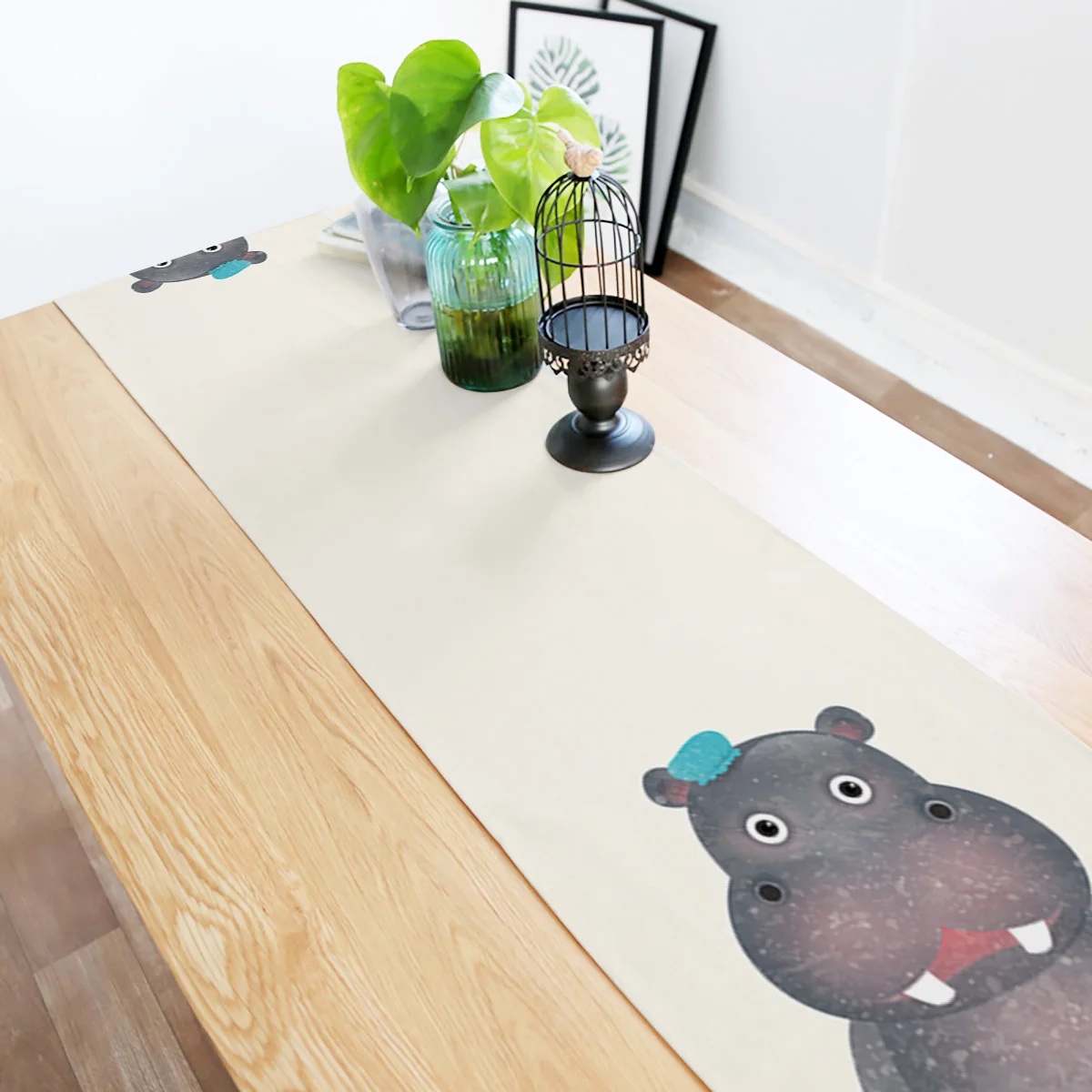 Хиппопотамус для купания животных Тема скатерти украшения праздники винтажная