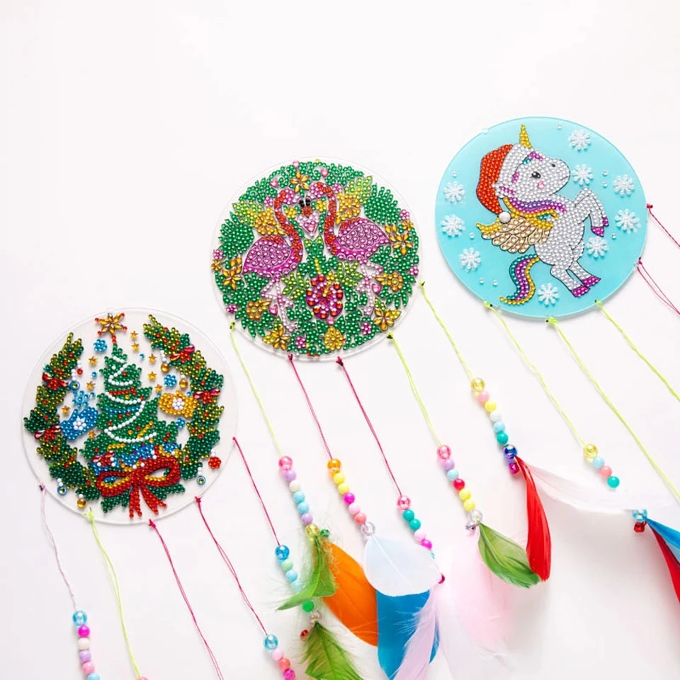 

5d DIY Diamond Painting Dream Catcher Wind Chimes Kit For Door Decoration Special Shaped Drill Kit Navidad Noel Gifts Christmas