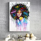 Современная Картина граффити на холсте Абстрактная африканская фотография и печать на холсте чёрная женщина настенные картины Домашний декор