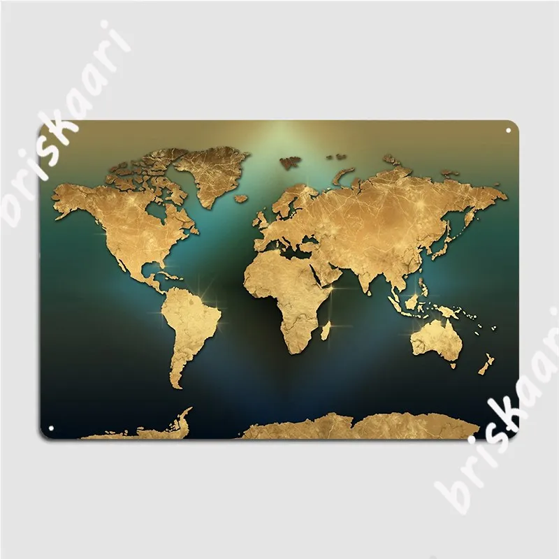 

Карта мира, Золотой металлический знак, клубный домашний клубный бар, персонализированный Настенный декор, жестяной знак, плакат